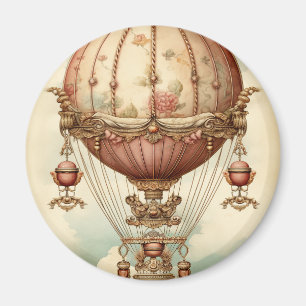 Vintag Steampunk Pink Heißluftballon Magnet