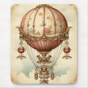 Vintag Steampunk Pink Heißluftballon Mousepad