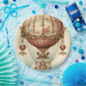 Vintag Steampunk Pink Heißluftballon Pappteller (Party)