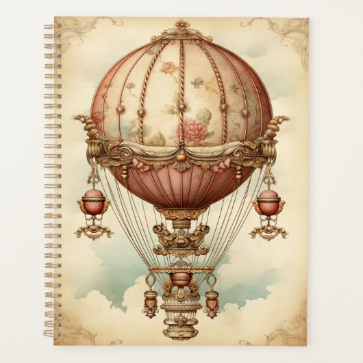 Vintag Steampunk Pink Heißluftballon Planer (Vorderseite)