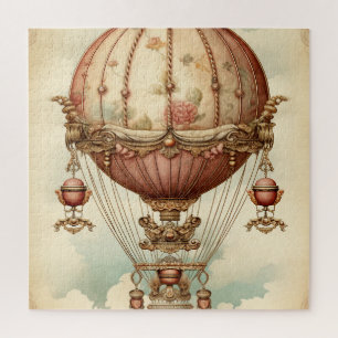 Vintag Steampunk Pink Heißluftballon Puzzle
