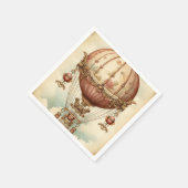 Vintag Steampunk Pink Heißluftballon Serviette (Ecke)