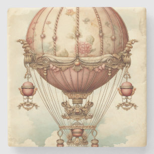 Vintag Steampunk Pink Heißluftballon Steinuntersetzer