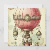 Vintag Steampunk Pink Hot Air Ballon (2) (Vorderseite)