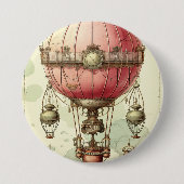 Vintag Steampunk Pink Hot Air Ballon (2) Button (Vorderseite)