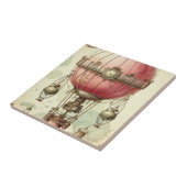 Vintag Steampunk Pink Hot Air Ballon (2) Fliese (Seite)
