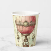 Vintag Steampunk Pink Hot Air Ballon (2) Pappbecher (Rückseite)
