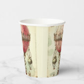 Vintag Steampunk Pink Hot Air Ballon (2) Pappbecher (Rechts)