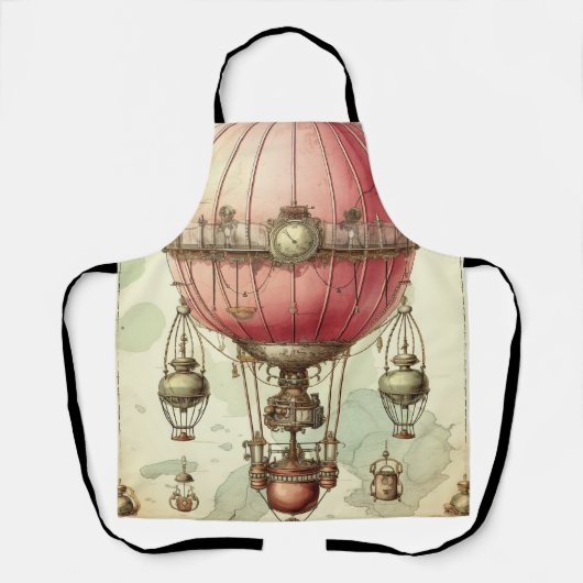 Vintag Steampunk Pink Hot Air Ballon (2) Schürze (Vorderseite)