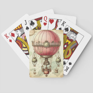 Vintag Steampunk Pink Hot Air Ballon (2) Spielkarten