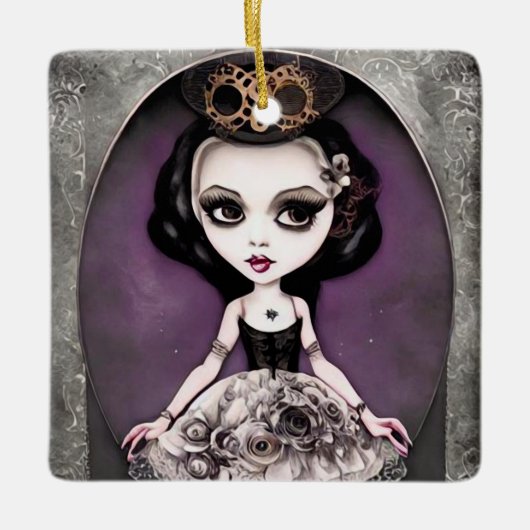 Vintag Steampunk Princess Doll Keramikornament (Vorderseite)