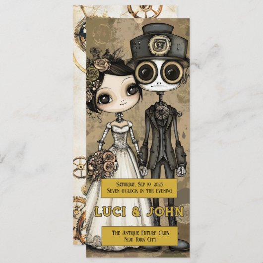 Vintag Steampunk Quirky Wedding Einladungen (Vorne/Hinten)