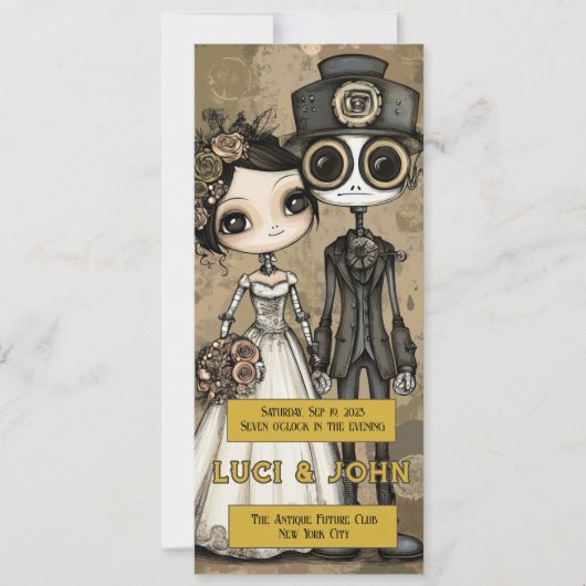 Vintag Steampunk Quirky Wedding Einladungen (Vorderseite)