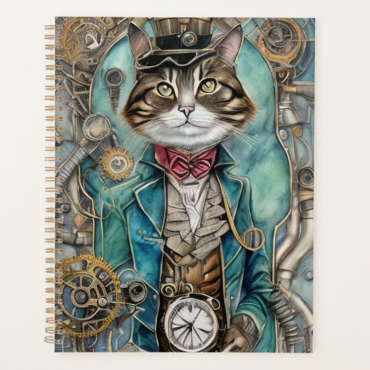 Vintag Steampunk Tabby Cat Planer (Vorderseite)