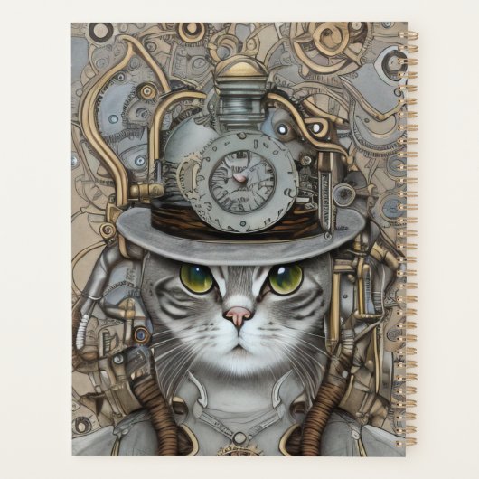 Vintag Steampunk Viktorianisch Cat Planer (Rückseite)