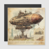 Vintag Steampunk Zeppelin (10) Magnetkarte (Vorne/Hinten)