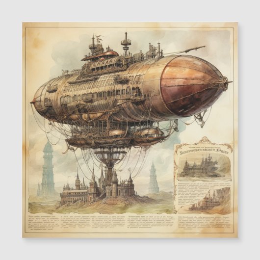 Vintag Steampunk Zeppelin (10) Magnetkarte (Vorderseite)