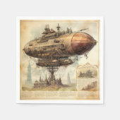Vintag Steampunk Zeppelin (10) Serviette (Vorderseite)