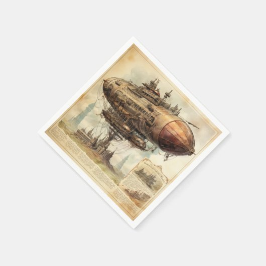 Vintag Steampunk Zeppelin (10) Serviette (Ecke)