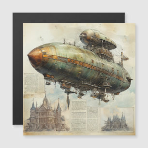 Vintag Steampunk Zeppelin (7) Magnetkarte