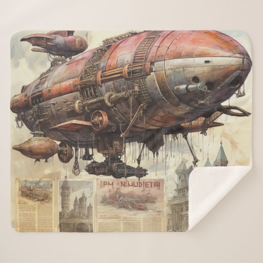 Vintag Steampunk Zeppelin (9) Sherpadecke (Vorderseite (Horizontal))
