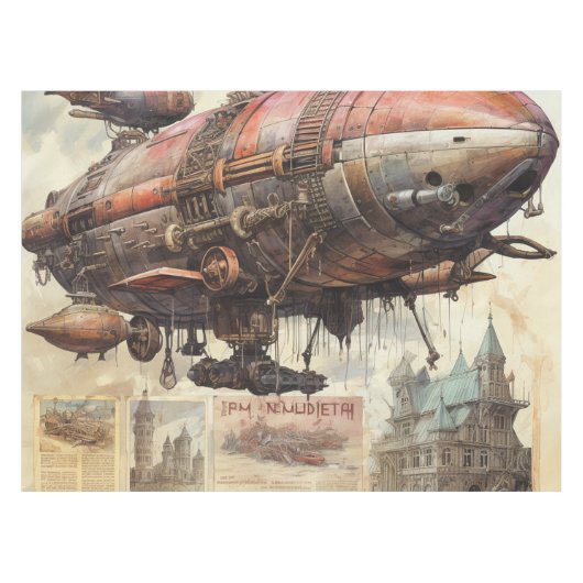 Vintag Steampunk Zeppelin (9) Tischdecke (Vorderseite (Horizontal))