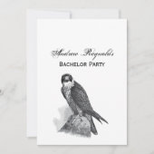 Vintag Stilisierte Peregrine Falcon BW Einladung (Vorderseite)