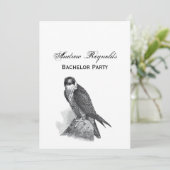 Vintag Stilisierte Peregrine Falcon BW Einladung (Stehend Vorderseite)