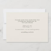 Vintag Stilvolles Foto Save the Date Einladung (Rückseite)