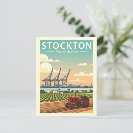Vintag Stockton Kalifornien Postkarte (Stehend Vorderseite)