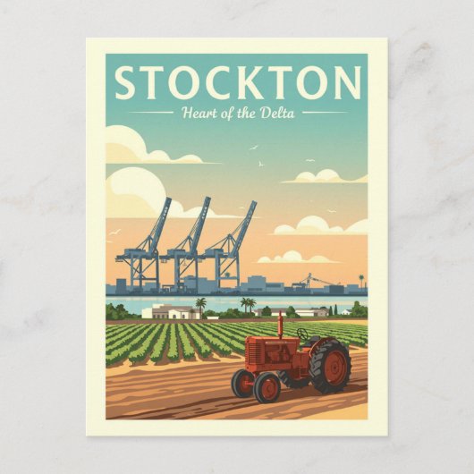 Vintag Stockton Kalifornien Postkarte (Vorderseite)