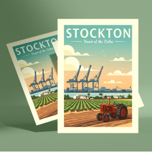 Vintag Stockton Kalifornien Postkarte