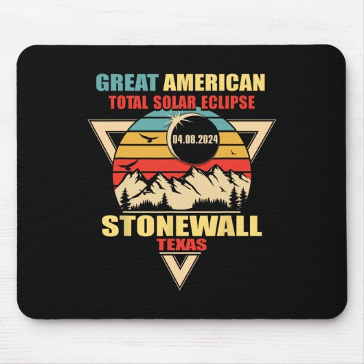 Vintag Stonewall Texas Total Solar Eclipse 2024 Mousepad (Vorne)