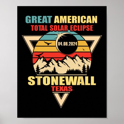 Vintag Stonewall Texas Total Solar Eclipse 2024 Poster (Vorne)