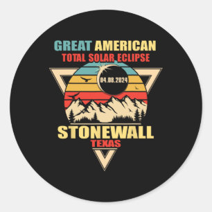 Vintag Stonewall Texas Total Solar Eclipse 2024 Runder Aufkleber