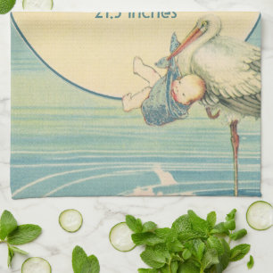 Vintag Stork Baby Boy Blanket, Willkommen in der W Geschirrtuch