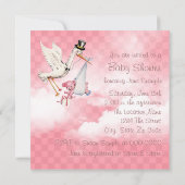 Vintag Stork Baby Dusche Einladung (Rückseite)