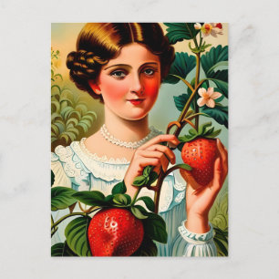 Vintag Strawberry Ad Postkarte