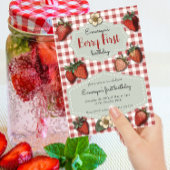 Vintag Strawberry Berry First Gingham Birthday Einladung