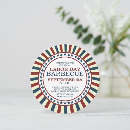 Vintag Strip Summer Barbecue Party Einladung (Stehend Vorderseite)