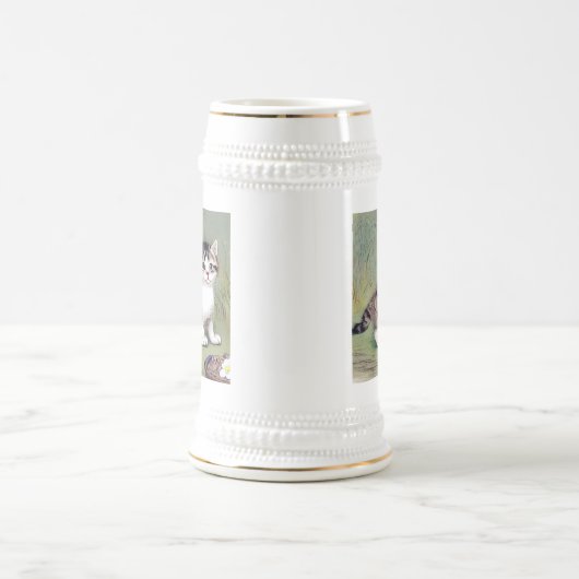 Vintag Striped Kitten Illustration Bierglas (Mittel)