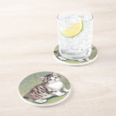 Vintag Striped Kitten Illustration Getränkeuntersetzer (Seite)