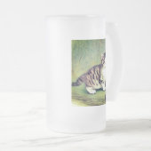 Vintag Striped Kitten Illustration Mattglas Bierglas (VorderseiteRechts)