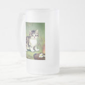 Vintag Striped Kitten Illustration Mattglas Bierglas (Vorderseite Links)