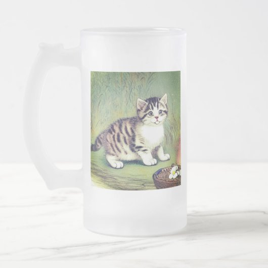 Vintag Striped Kitten Illustration Mattglas Bierglas (Links)