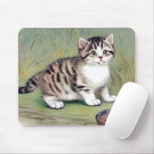 Vintag Striped Kitten Illustration Mousepad (Mit Mouse)