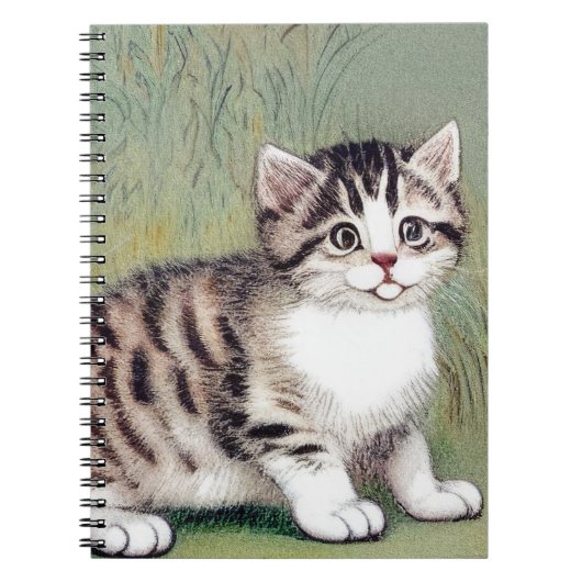 Vintag Striped Kitten Illustration Notizblock (Vorderseite)