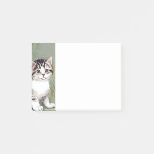Vintag Striped Kitten Illustration Post-it Klebezettel