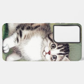 Vintag Striped Kitten Illustration Samsung Galaxy Hülle (Linke Seite)