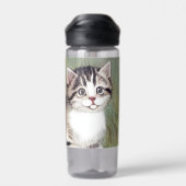 Vintag Striped Kitten Illustration Trinkflasche (Rückseite)
